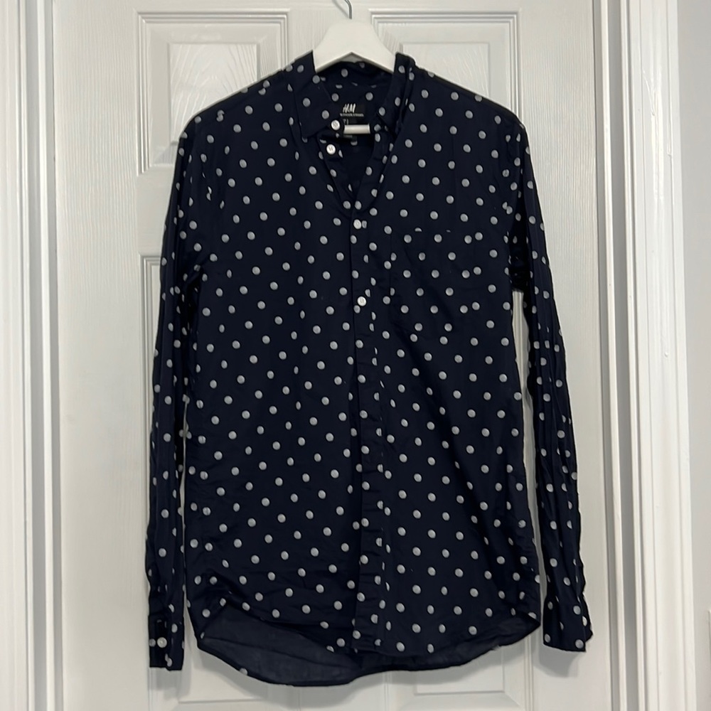 H&M mens dress shirt polkadot S